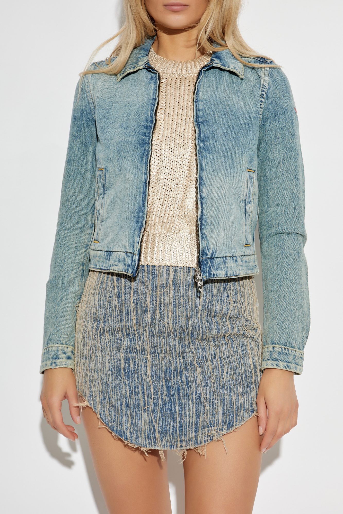 【DIESEL】G-LERA Tweed denim jacket Women's Denim Jackets: Trucker, Biker, Bomber, Trench | Diesel®